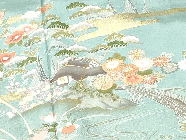 平和屋着物●豪華色留袖 駒刺繍 風景花文 暈し染め 金彩 正絹 逸品 未使用 DABH0767op