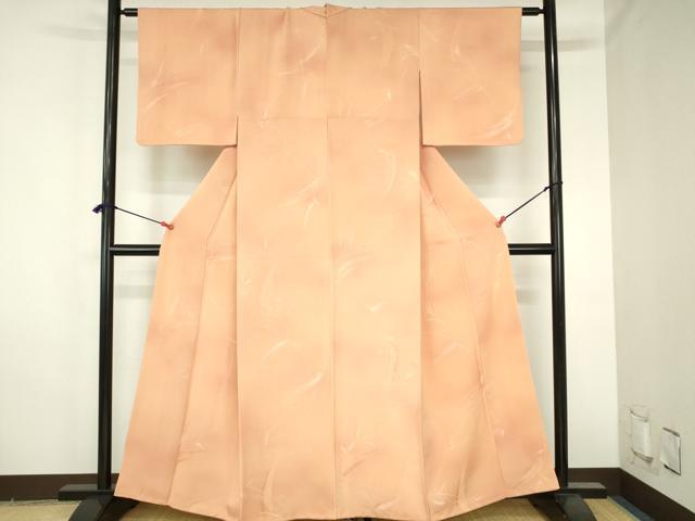 平和屋着物●上質な小紋 地紋起こし 笹の葉文 暈し染め 正絹 逸品 DABH0777op