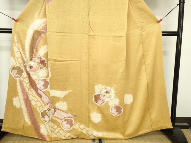 平和屋着物●創業460年・千總 訪問着 駒刺繍 絞り 雪輪花文 金彩 正絹 逸品 DABH0778op