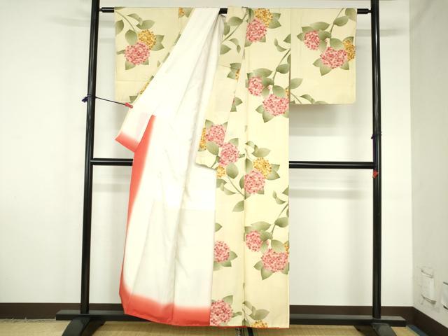 平和屋着物●上質な小紋 紫陽花 正絹 逸品 未使用 DABH0780op