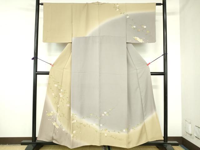 平和屋着物●訪問着 刺繍 花筏文 暈し染め 正絹 逸品 DABH0783op
