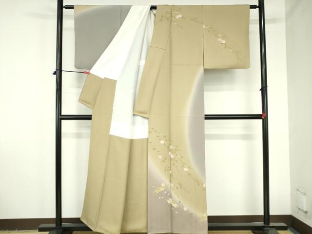 平和屋着物●訪問着 刺繍 花筏文 暈し染め 正絹 逸品 DABH0783op