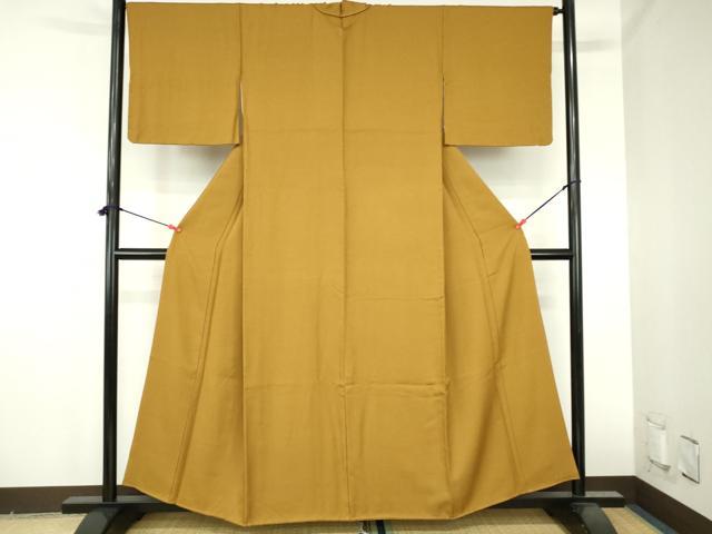 平和屋着物●上質な色無地 葉尽くし地紋 桑茶色 正絹 逸品 DABH0788op