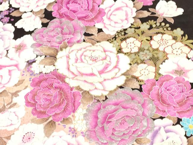 平和屋着物●豪華振袖 ラインストーン 牡丹 草花 暈し染め 金彩 正絹 逸品 DABH0789op