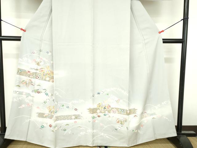 平和屋着物●訪問着 駒刺繍 草花 枝梅 暈し染め 金彩 正絹 逸品 DABH0790op
