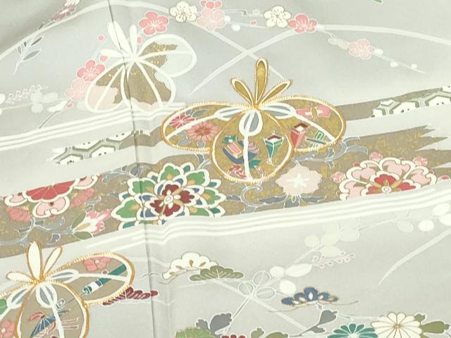 平和屋着物●訪問着 駒刺繍 草花 枝梅 暈し染め 金彩 正絹 逸品 DABH0790op