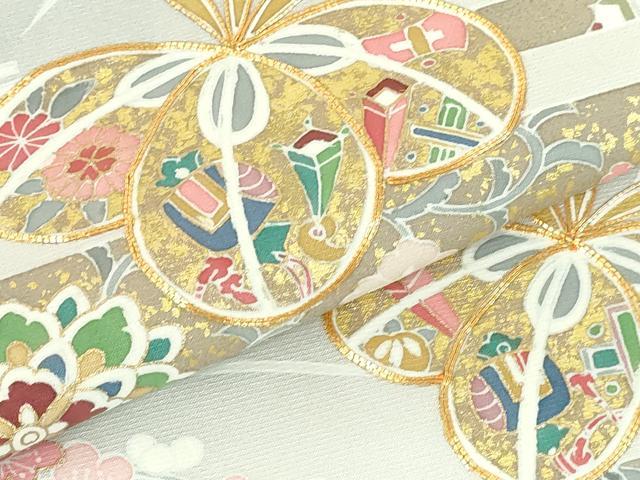 平和屋着物●訪問着 駒刺繍 草花 枝梅 暈し染め 金彩 正絹 逸品 DABH0790op