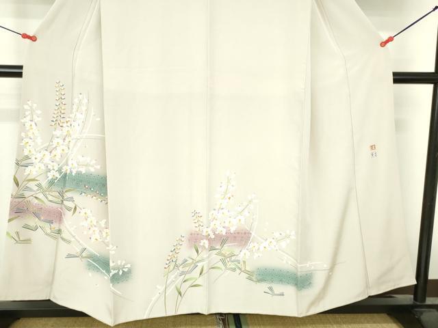 平和屋着物●京加賀友禅 松本健一 訪問着 横段枝花文 暈し染め 正絹 逸品 DABH0793op