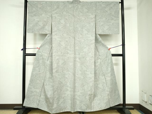平和屋着物●結城紬 80亀甲 流水松文 正絹 逸品 DABH0799op
