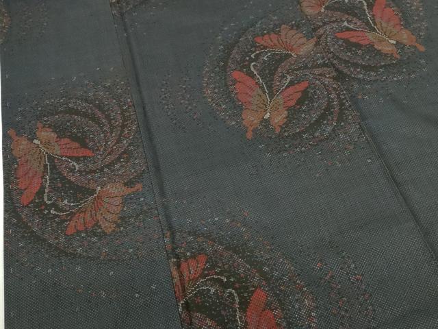 平和屋着物●本場大島紬 7マルキ 舞蝶文 正絹 逸品 DABH0800op