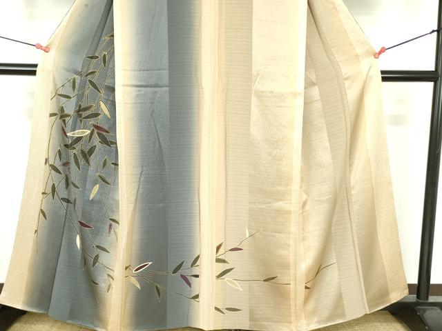平和屋着物●訪問着 枝葉文 暈し染め 金彩 正絹 逸品 DABH0802op