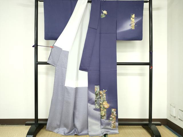 平和屋着物●漆工芸作家 金森一博 訪問着 短冊花文 暈し染め 金彩 正絹 逸品 DABH0806op