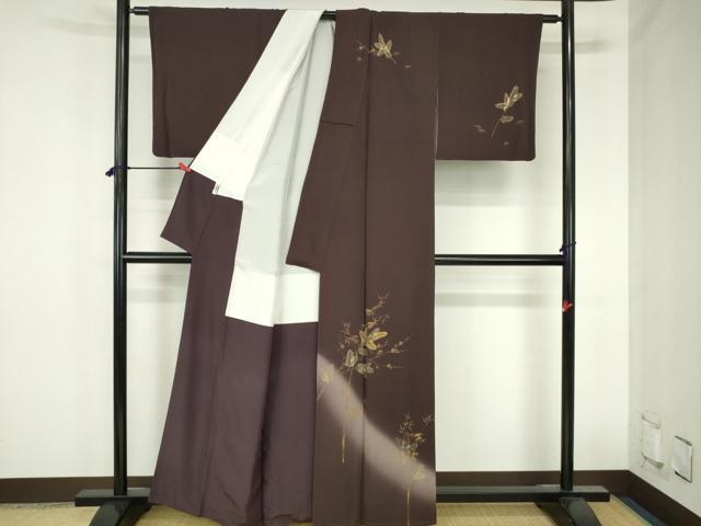 平和屋着物●訪問着 枝花 松葉文 暈し染め 金彩 正絹 逸品 DABH0816op