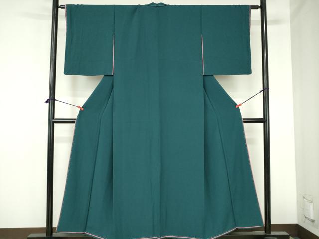 平和屋着物●上質な色無地 濃い萌葱色 やまと誂製 正絹 逸品 DABH0821op