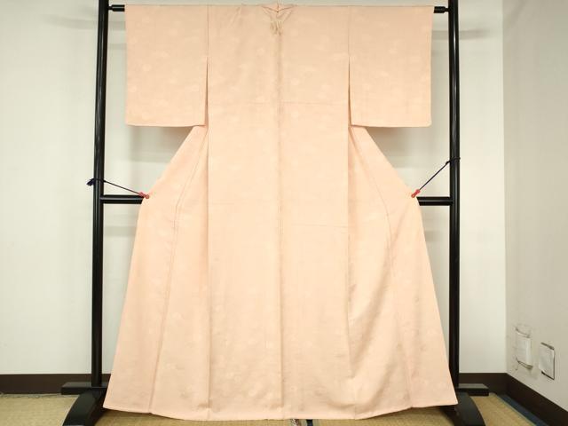 平和屋着物●上質な色無地 菊地紋 赤香色 正絹 逸品 DABH0823op