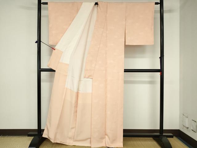 平和屋着物●上質な色無地 菊地紋 赤香色 正絹 逸品 DABH0823op