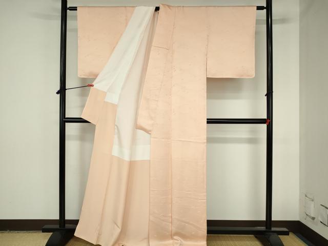 平和屋着物●上質な色無地 立波飛鳥地紋 肉色 正絹 逸品 DABH0827op