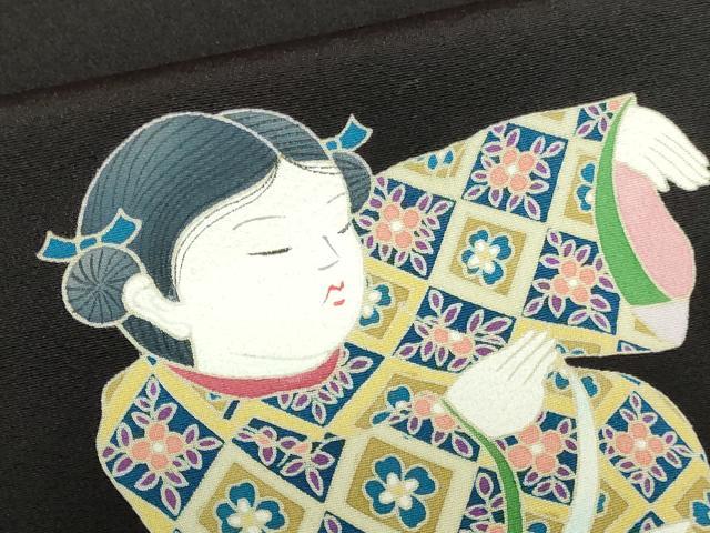 平和屋着物●豪華黒留袖 友禅 童子遊び 道長花鳥文 正絹 逸品 DABH0839op