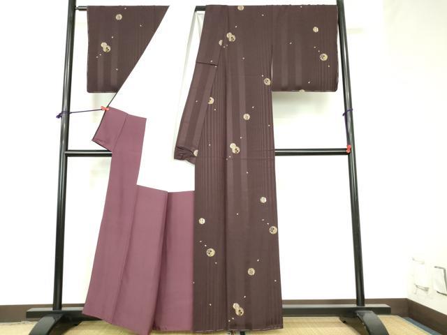平和屋着物●京友禅作家 岡部睦美 小紋 舞桜 雪輪花文 金銀彩 反端付き 正絹 逸品 未使用 DABH0846op