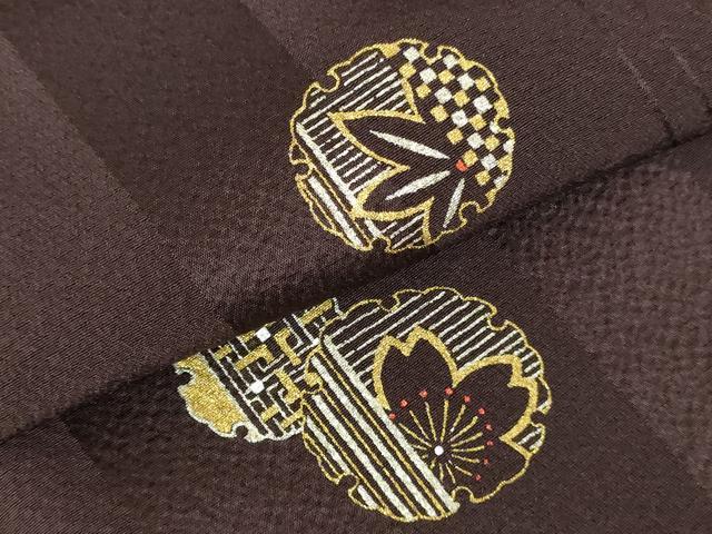 平和屋着物●京友禅作家 岡部睦美 小紋 舞桜 雪輪花文 金銀彩 反端付き 正絹 逸品 未使用 DABH0846op