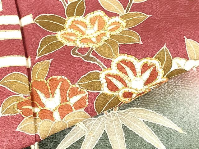 平和屋着物●訪問着 駒刺繍 草花文 暈し染め 金彩 正絹 逸品 DABH0853op
