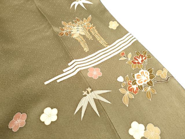 平和屋着物●訪問着 駒刺繍 草花文 暈し染め 金彩 正絹 逸品 DABH0853op