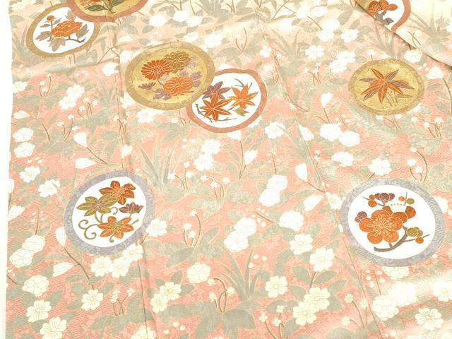 平和屋着物●訪問着 駒刺繍 草花丸文 暈し染め 金彩 正絹 逸品 DABH0855op