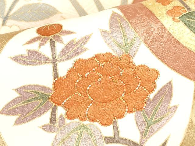 平和屋着物●訪問着 駒刺繍 草花丸文 暈し染め 金彩 正絹 逸品 DABH0855op
