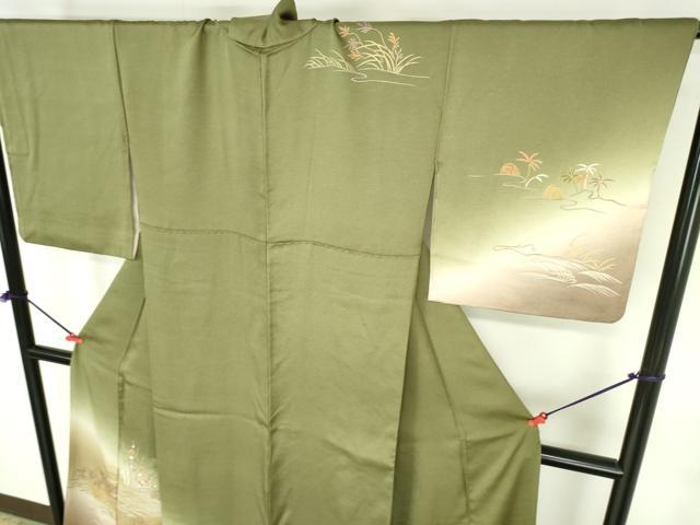 平和屋着物●訪問着 刺繍 草花 暈し染め 金彩 正絹 逸品 DABH0857op