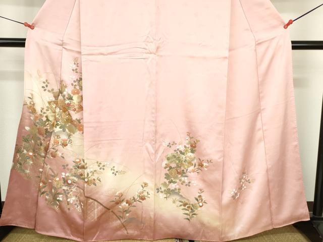 平和屋着物●訪問着 地紙流水花文 暈し染め 金彩 正絹 逸品 DABH0860op