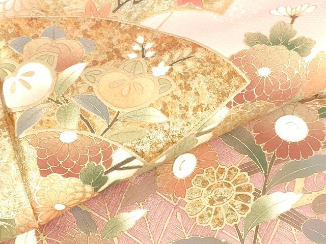 平和屋着物●訪問着 地紙流水花文 暈し染め 金彩 正絹 逸品 DABH0860op