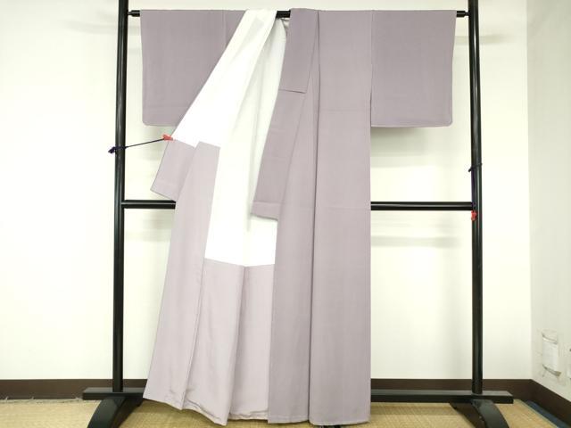 平和屋着物●上質な色無地 霞地紋 藤色 正絹 逸品 未使用 DABH0861op