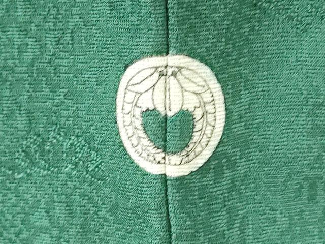 平和屋着物●上質な色無地 草花地紋 緑青色 正絹 逸品 DABH0865op