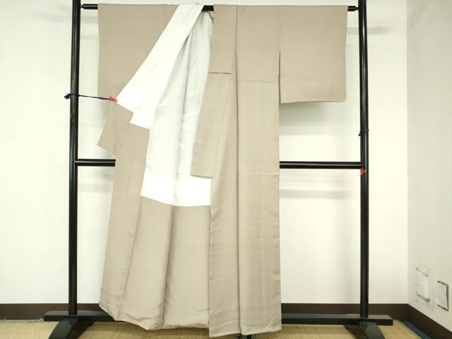 平和屋着物●上質な色無地 草花地紋 枯色 正絹 逸品 DABH0870op