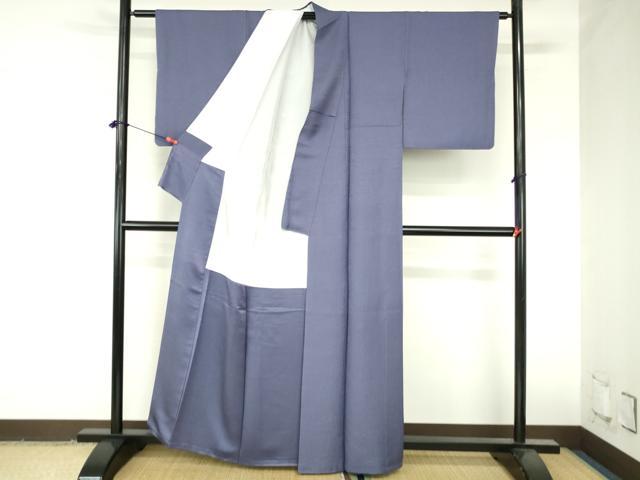 平和屋着物●上質な色無地 花松地紋 濃鼠色 正絹 逸品 DABH0873op