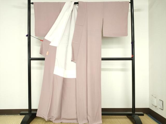平和屋着物●上質な色無地 霞地紋 薄柿色 正絹 逸品 未使用 DABH0875op