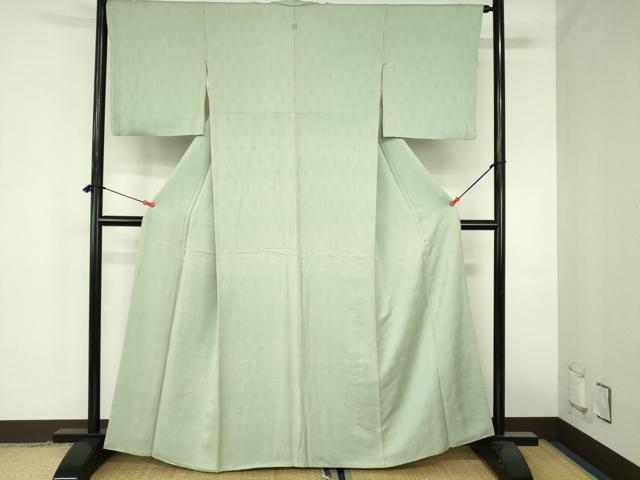 平和屋着物●上質な色無地 紗綾形花地紋 薄萌葱色 正絹 逸品 DABH0876op