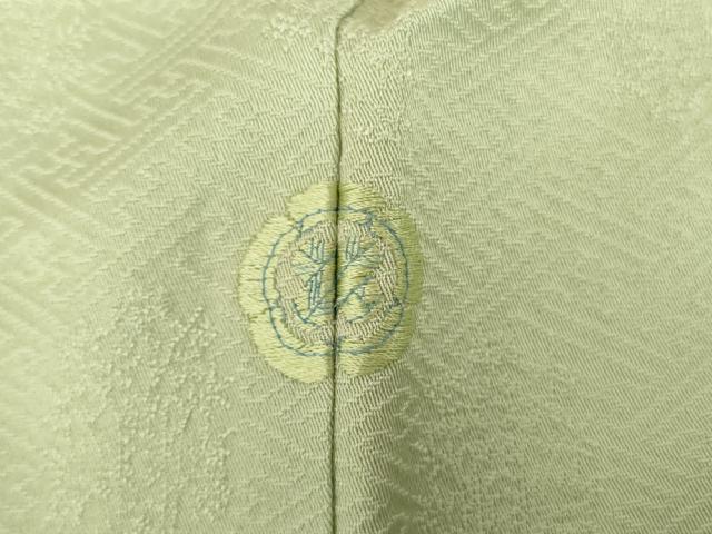 平和屋着物●上質な色無地 紗綾形花地紋 薄萌葱色 正絹 逸品 DABH0876op