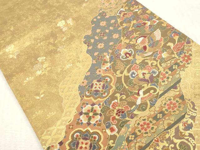 平和屋本店▼六通柄袋帯 唐織 名物裂類集 本金箔 正絹 逸品 DABH0886op
