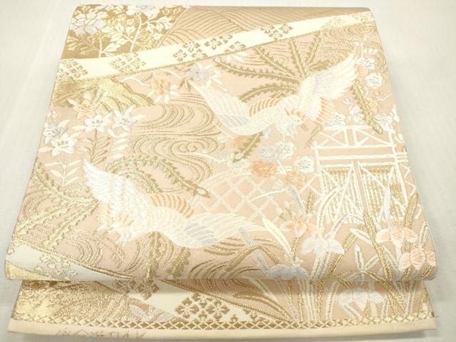 平和屋本店▼六通柄袋帯 唐織 鳳凰花文 純金箔24K 正絹 逸品 DABH0887op