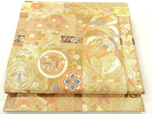 平和屋本店▼西陣 服部織物謹製 六通柄袋帯 唐織 吉祥文様 本金箔 正絹 逸品 DABH0889op