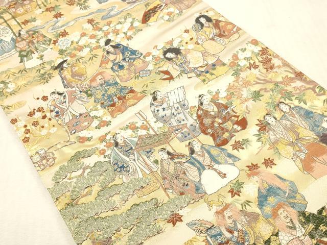 平和屋本店▼六通柄袋帯 能鑑百態 純金箔 正絹 逸品 DABH0894op