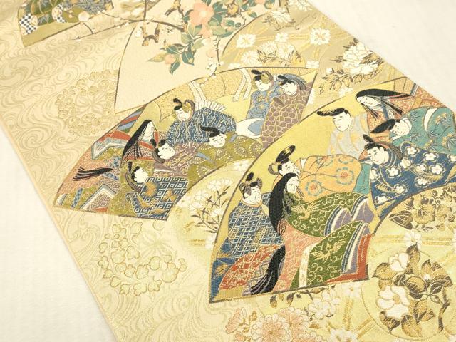 平和屋本店▼六通柄袋帯 歌仙の宴 本金引箔 正絹 逸品 DABH0896op