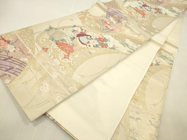 平和屋本店▼六通柄袋帯 唐織 瑞祥錦 純金二重箔 正絹 逸品 DABH0906op