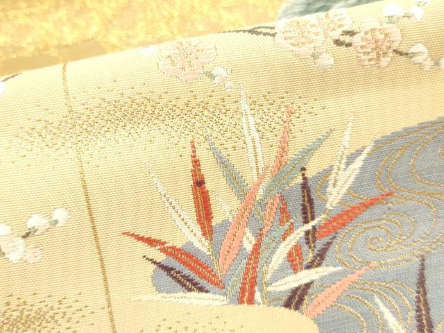 平和屋本店▼六通柄袋帯 唐織 雲取屏風文 本金箔 正絹 逸品 DABH0907op