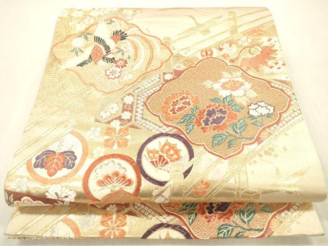平和屋本店▼六通柄袋帯 唐織 宴舞 鳳凰花文 本金箔九百錦 正絹 逸品 DABH0908op