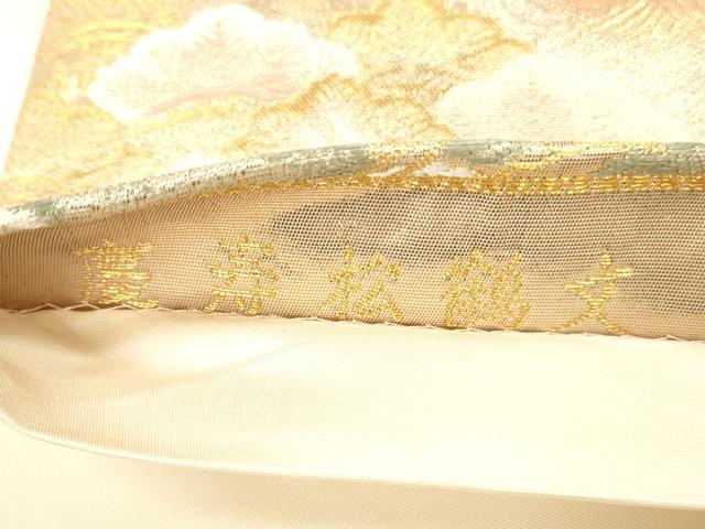 平和屋本店▼六通柄袋帯 慶寿松鶴文 純金箔二重織 正絹 逸品 DABH0914op