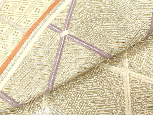 平和屋本店▼六通柄袋帯 唐織 竹垣取割付紋 純金一重箔 正絹 逸品 DABH0915op