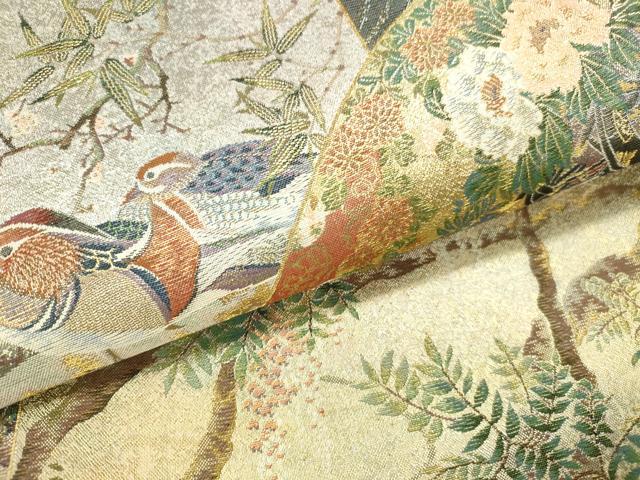 平和屋本店▼極上 西陣あさぎ 丸帯 日本絵画全集 壱阡八百口織 プラチナ本金箔 さが美扱い 正絹 逸品 DABH0939op