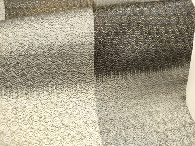 平和屋本店▼全通柄袋帯 市松青海波文 本金加賀彩段文 正絹 逸品 DABH0944op